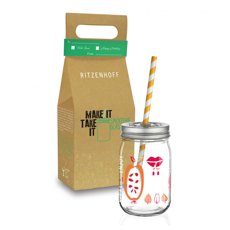 Ritzenhoff Make It Take It Smoothieglas 004  – Glas Van Ritzenhoff In Rvs-Glanzend Kristalglas