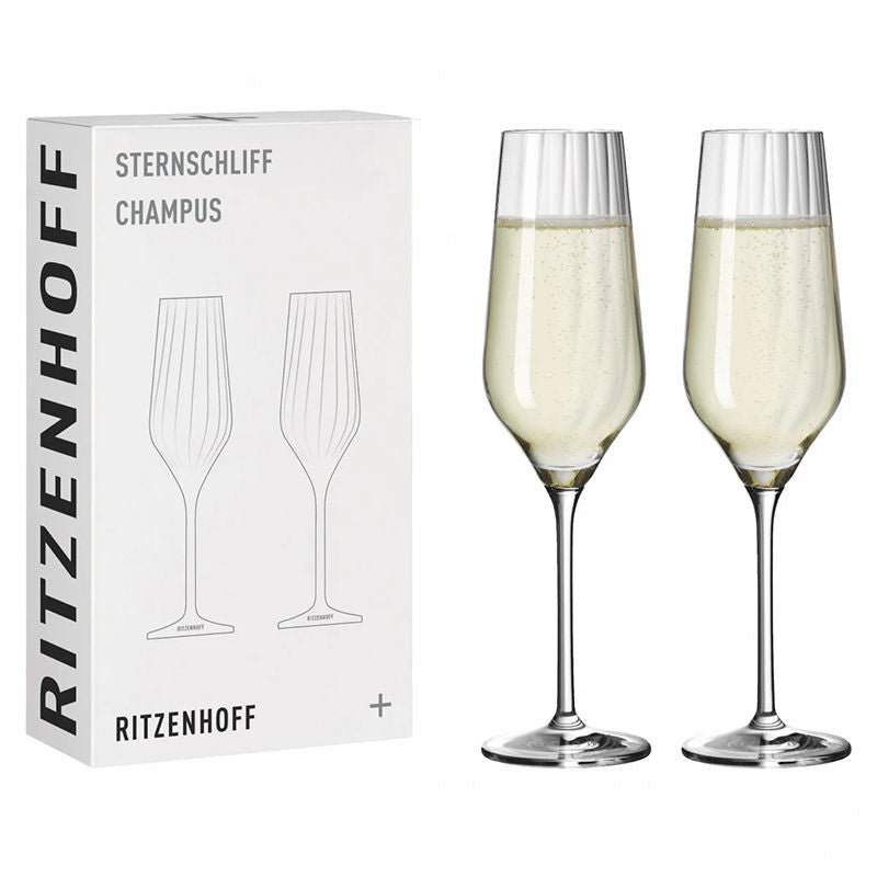 Ritzenhoff Sternschliff Champagneglas 2 Stuks – Wijnglas Van Ritzenhoff In Rvs-Glanzend Kristalglas