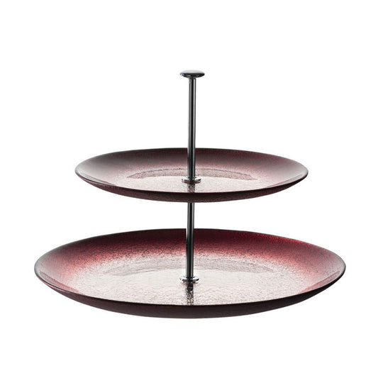 Leonardo Vivo Etagère 2-Delig Rood Zilver 25 cm – Etagère  van Leonardo in Rood Zilver