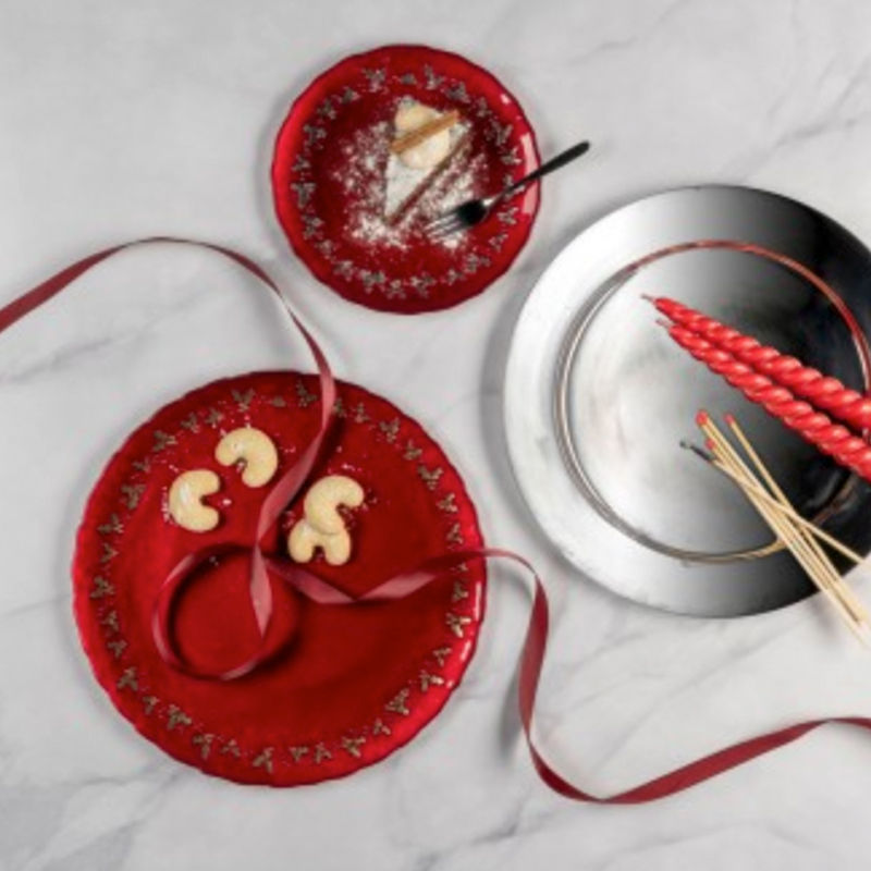 Leonardo Stella Bord Ilex Rood 21 Cm – Bord Van Leonardo In Rvs-Glanzend Glas