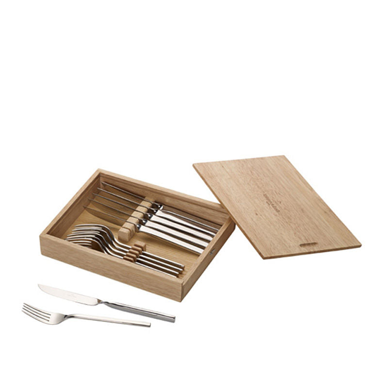 Villeroy & Boch New Wave Steakset 12-Delig – Steakset van Villeroy & Boch in Zilver, Bruin RVS, Hout