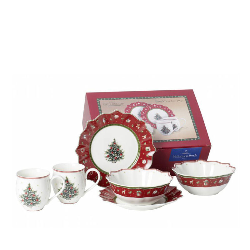 Villeroy & Boch Toy'S Delight Ontbijtset 6-Delig Rood – Bordenset Van Villeroy-Boch In Zilver/Rvs Premium Porselein