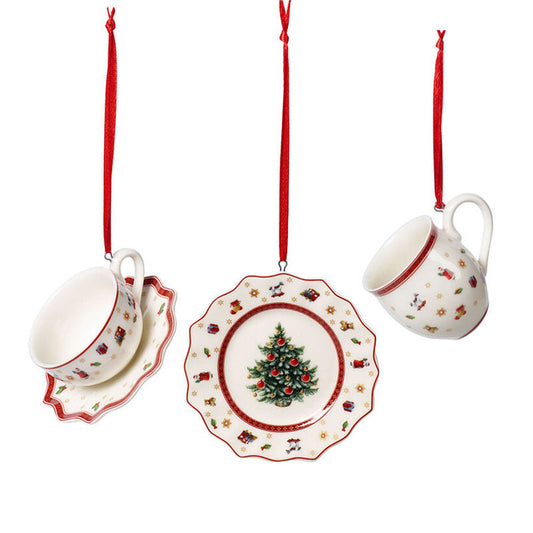 Villeroy & Boch Toy'S Delight Decoration Servies 3-Delig Wit – Kerst Serviesset Van Villeroy-Boch In Zilver/Rvs Premium Porselein