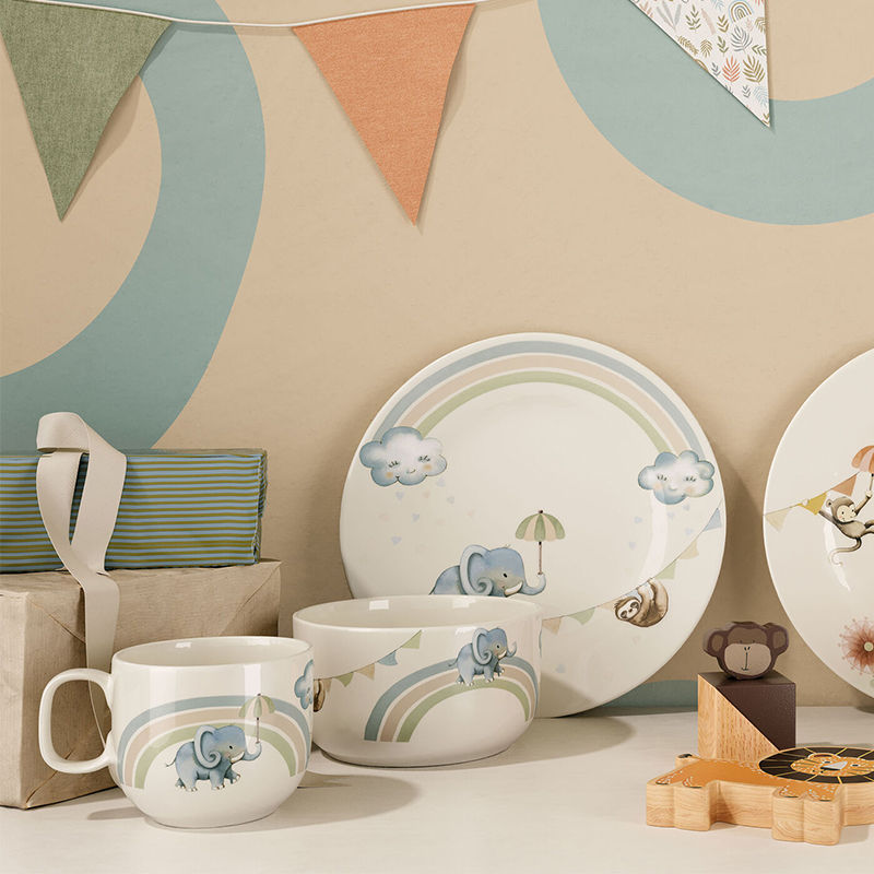 Villeroy & Boch Walk Like An Elephant Kinderservies 3-Delig – Kinderservies Van Villeroy-Boch In Zwart Premium Porselein