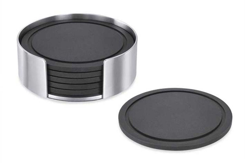 Zack Vetro Glasnderzetter Rvs/Zwart 6 Stuks – Onderzetter Van Zack In Zwart, Zilver Roestvrij Staal