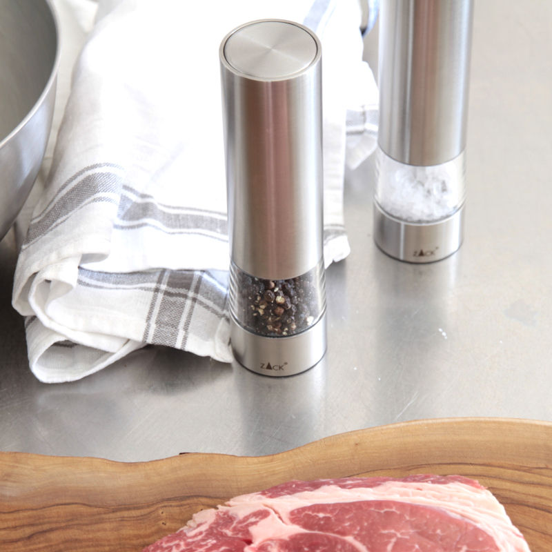 Zack Monino Pepermolen Elektrisch – Kruidenmolen Van Zack In Zwart Roestvrij Staal, Glas