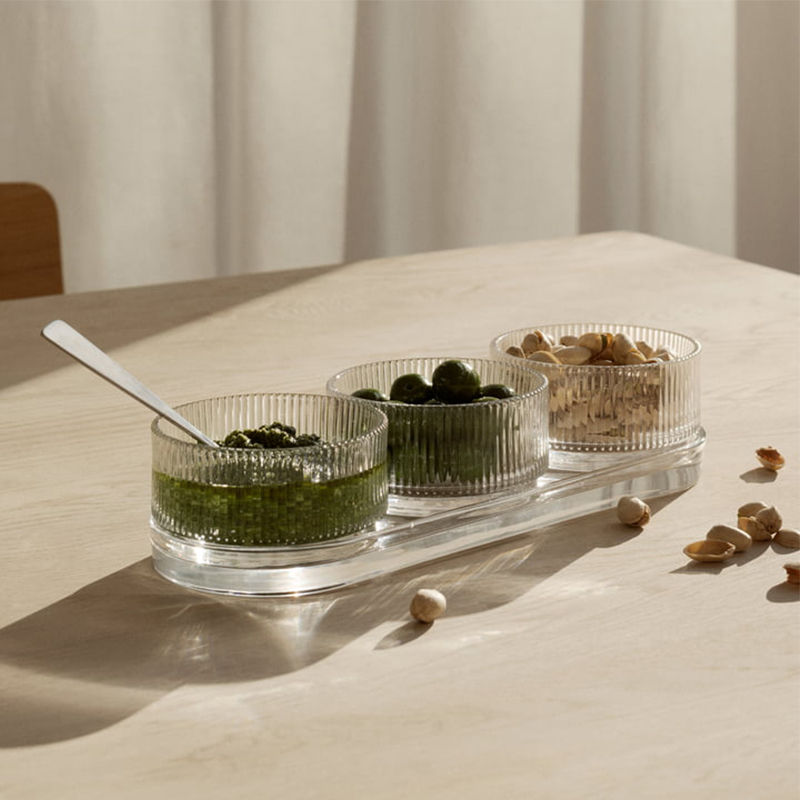 Stelton Pilastro Tapas Set 4-Delig – Tapas Set Van Stelton In Rvs-Mat Glas