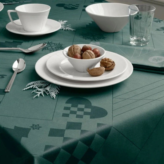 Rosendahl Natale Damask Tafelkleed Groen – Kersttafelkleed Van Rosendahl In Rvs-Glanzend Katoen, Polyester