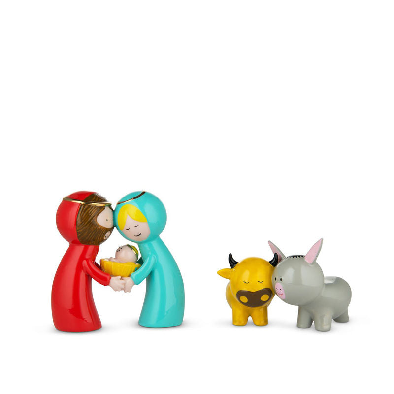 Alessi Happy Eternity Baby Kerststal Beeldjes 2 Stuks – Kerstdecoratie Van Alessi In Blauw, Wit Porselein