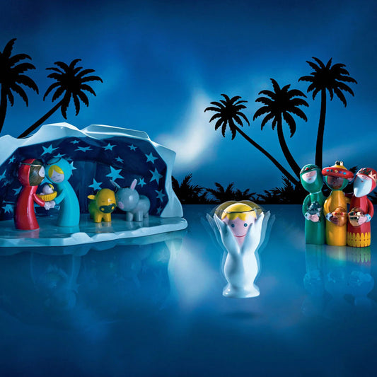 Alessi Happy Eternity Baby Uno,Due,Tre Re Magi – Kerstdecoratie Van Alessi In Blauw, Wit Porselein