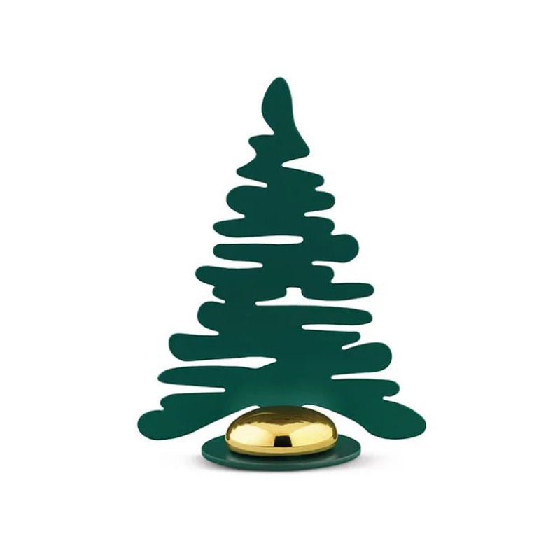 Alessi Barkplace Tree Kerstboompje Met Magneet Groen 2 Stuks – Kerstdecoratie Van Alessi In Beige Staal