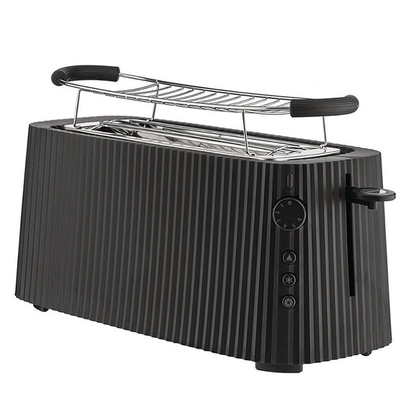 Alessi Plissé Broodrooster Met Opwarmrek Zwart – Broodrooster Van Alessi In Donkergrijs