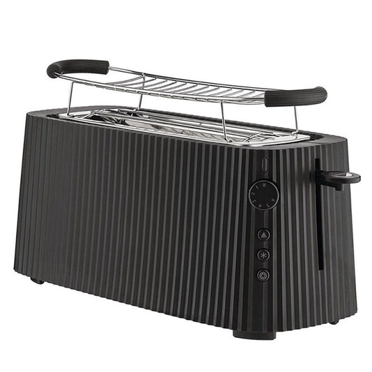 Alessi Plissé Broodrooster Met Opwarmrek Zwart – Broodrooster Van Alessi In Donkergrijs