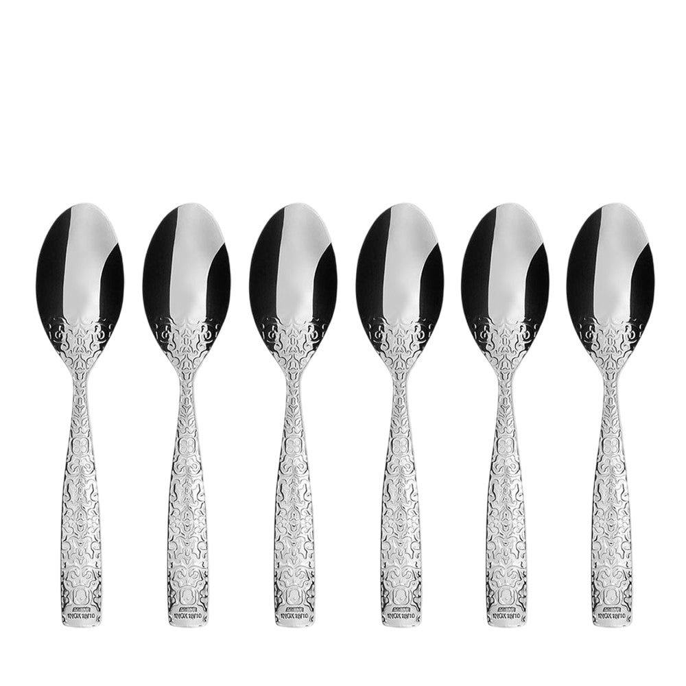 Alessi Dessertlöffel mit Dekor, 6 Stück