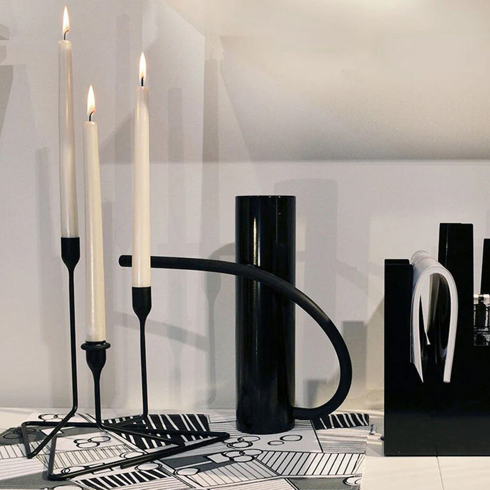 Puzzle-Kerzenhalter „Born in Sweden“, Schwarz, Mittel