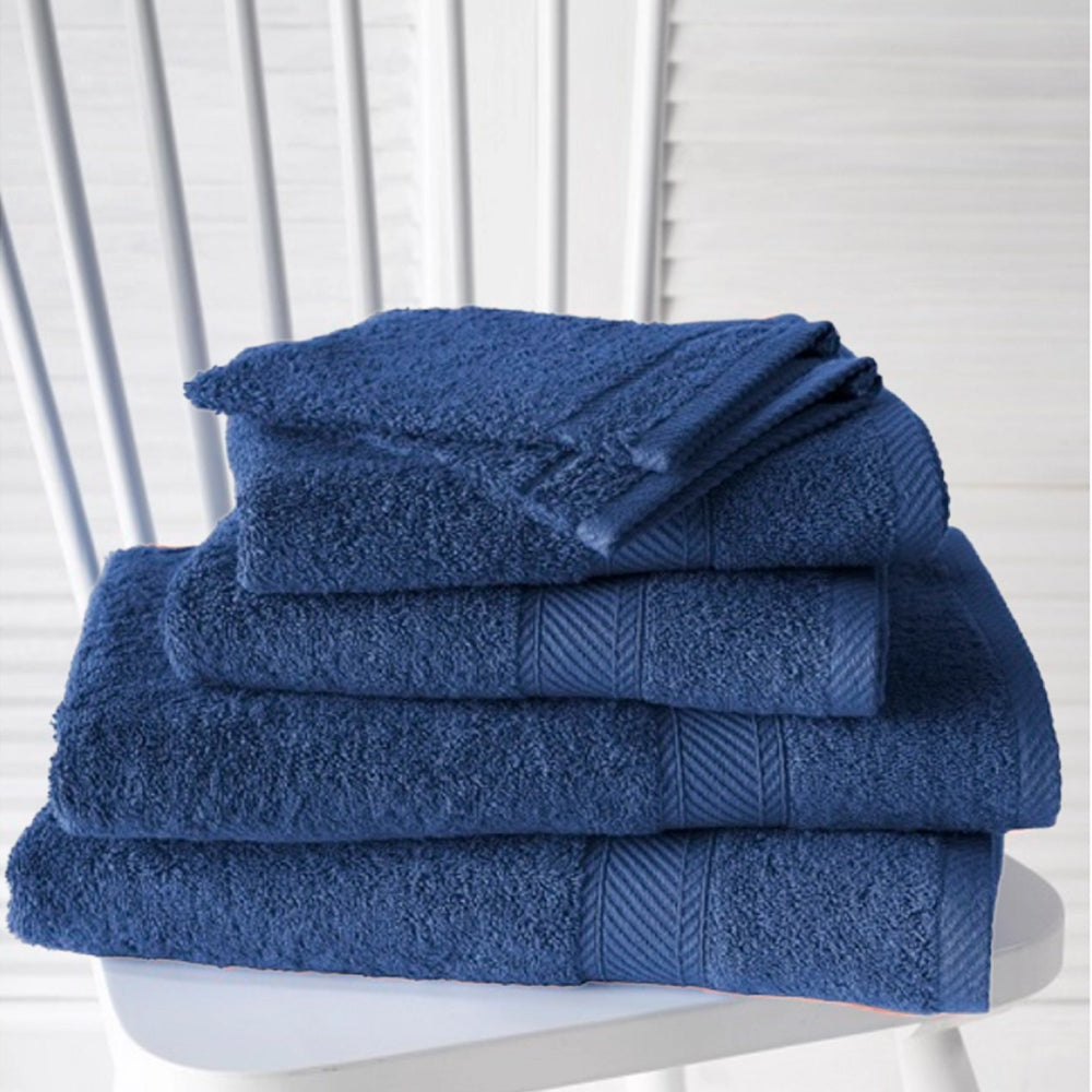 Das weiße Lietaer Helene Badezimmer-Tuchset in Blau-Indigo, 6-teilig