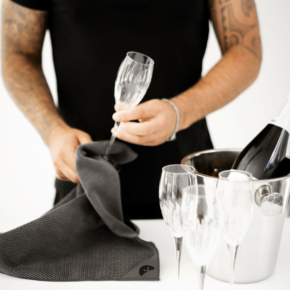 Klud Wafel keukendoeken Charcoal 2 Stuks