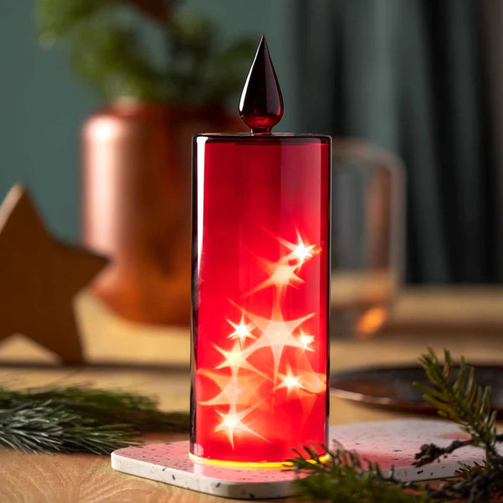 Leonardo Autentico Kerzenlampe mit LED-Beleuchtung, rot, 27 cm