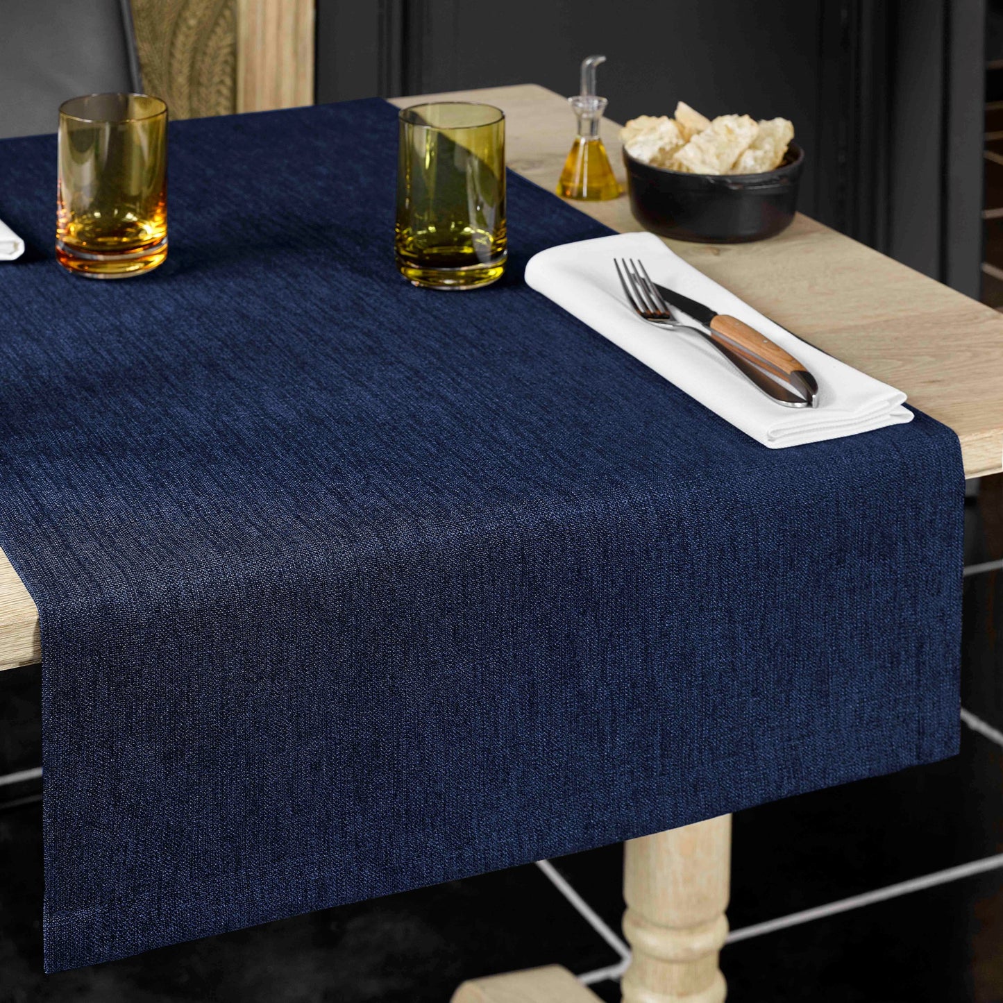 De Witte Lietaer Gibson Tafelloper Midnight Blue 145 x 50 cm