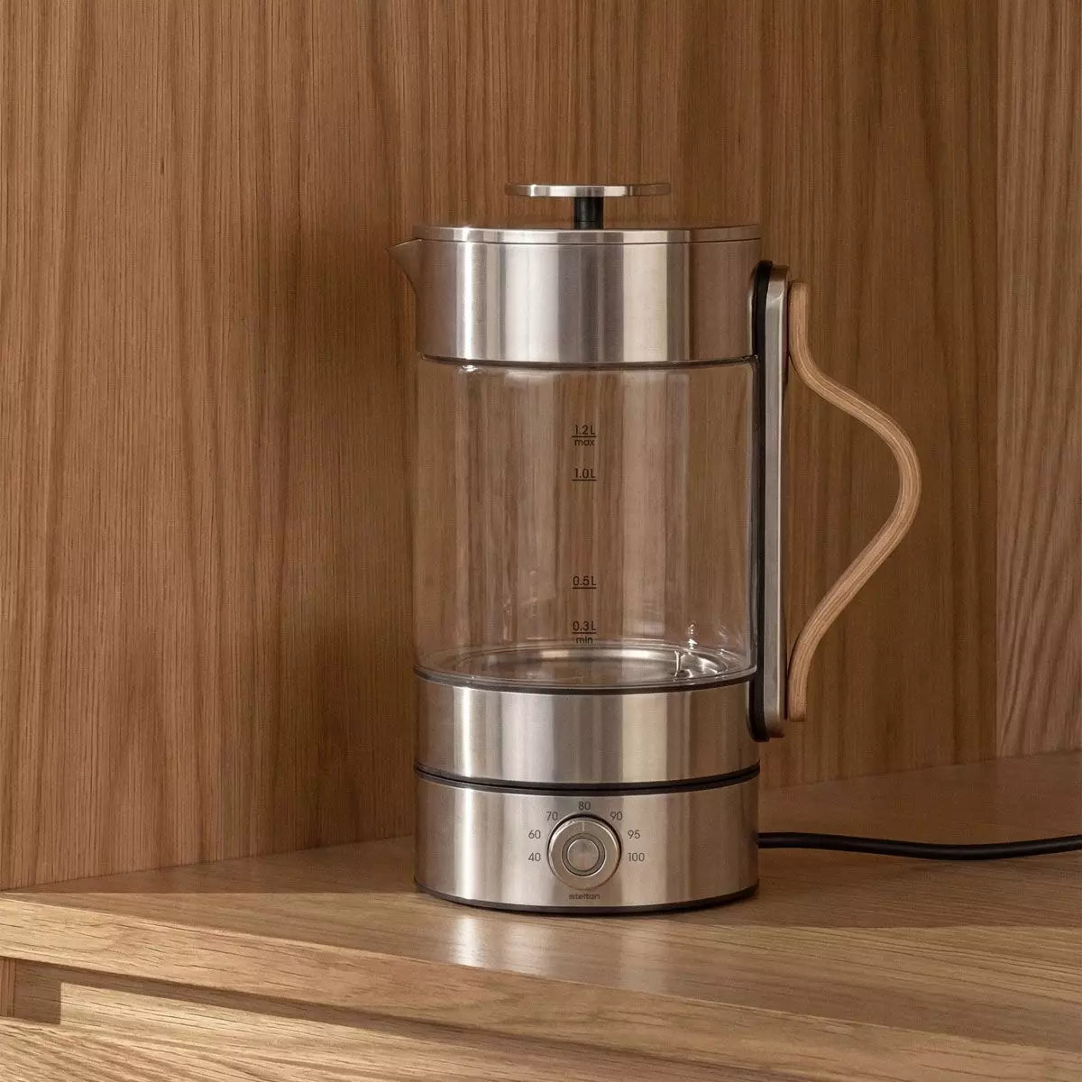 Stelton Emma Waterkoker RVS/Transparant 1,2 L met Temperatuurregelaar