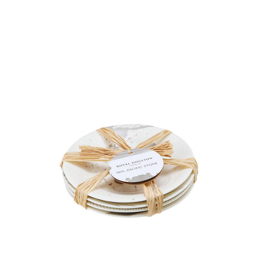 Royal Doulton Pacific Stone Gebaksbord Set 16 Cm 4 Stuks – Serviesset Van Royal-Doulton In Rvs-Glanzend Porselein