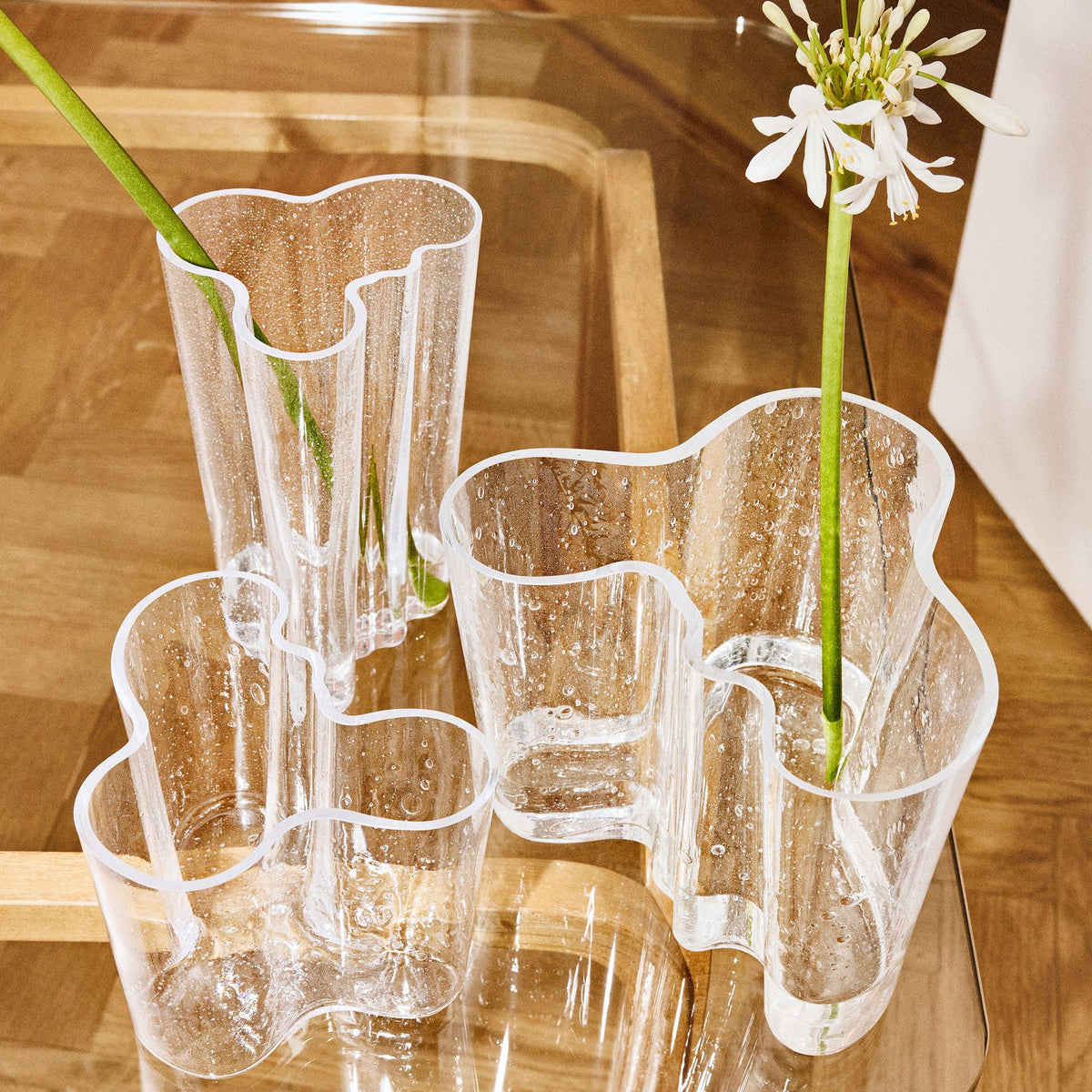 Iittala Aalto Vaas met Gebubbeld Glas Helder 16 cm