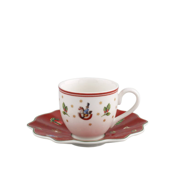 Villeroy & Boch Toy's Delight Espressokop (Wit) Met Schotel (Rood) 20 cl