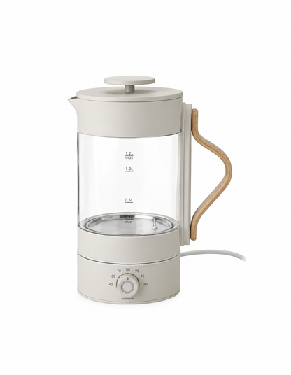 Stelton Emma Waterkoker Sand/Transparant 1,2 L met Temperatuurregelaar
