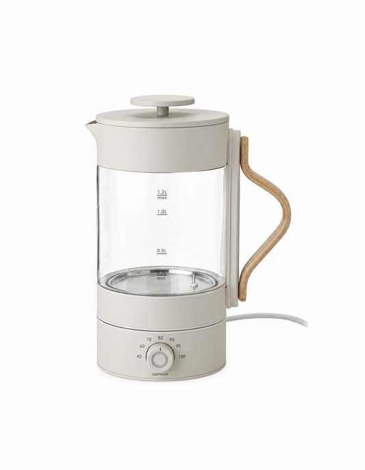 Stelton Emma Waterkoker Sand/Transparant 1,2 L met Temperatuurregelaar