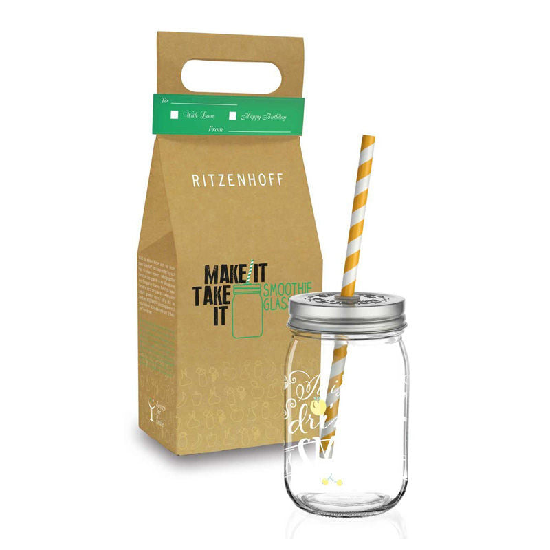 Ritzenhoff Make It Take It Smoothieglas 006  – Glas Van Ritzenhoff In Rvs-Glanzend Kristalglas