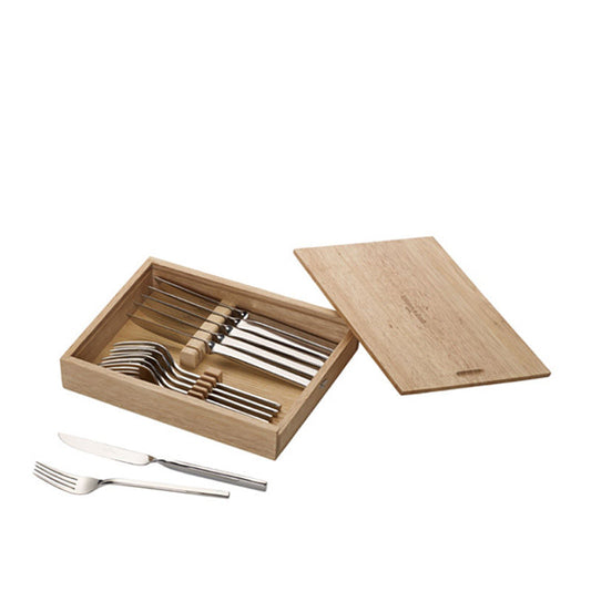 Villeroy & Boch New Wave Steakset 12-Delig – Steakset van Villeroy & Boch in Zilver, Bruin RVS, Hout