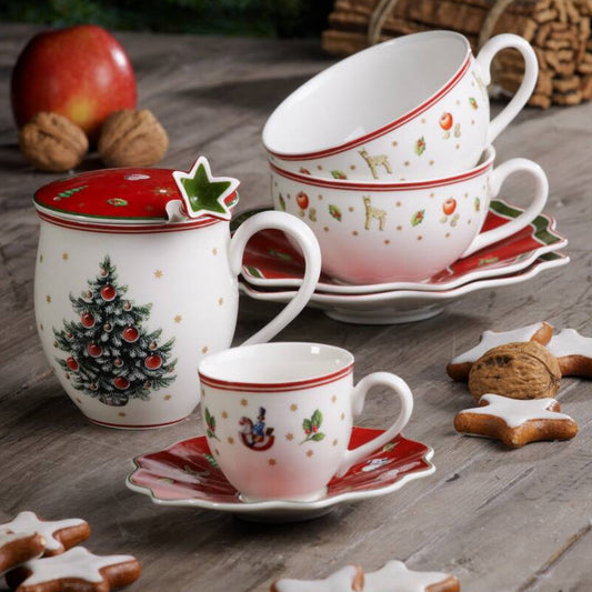 Villeroy & Boch Toy's Delight Espressokop (Wit) Met Schotel (Rood) 20 cl