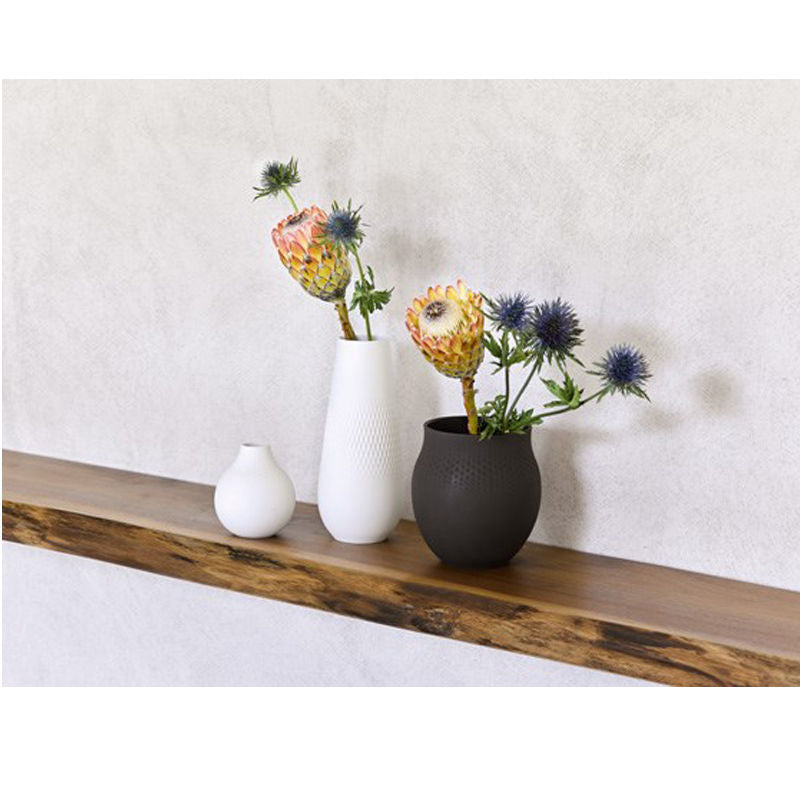 Villeroy & Boch Manufacture Collier Vaas Carre Noir Breed – Vaas Van Villeroy-Boch In Wit Premium Porselein