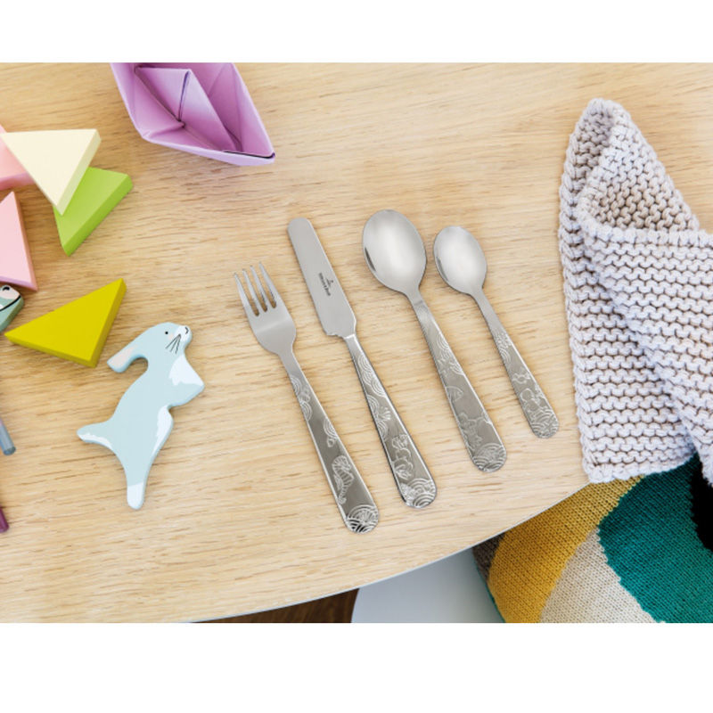 Villeroy & Boch Happy as a Bear Kinderbestek 4-Delig RVS – Kinderbestek van Villeroy & Boch in RVS RVS
