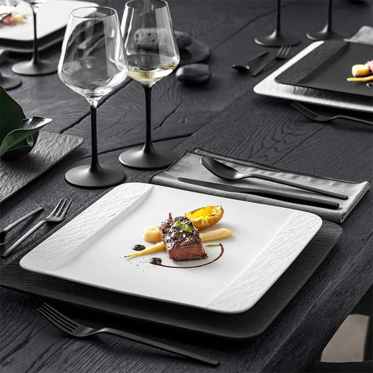 Villeroy & Boch Manufacture Rock Blanc Dinerbord Vierkant – Bord Van Villeroy-Boch In Wit Premium Porselein