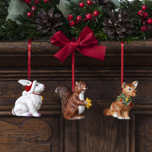 Villeroy & Boch Nostalgic Ornaments Bosdieren 3 Stuks – Kerstdecoratie Van Villeroy-Boch In Wit Kunststof, Porselein