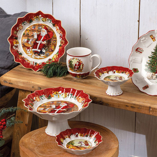 Villeroy & Boch Toy'S Fantasy Serveerschaal Op Voet Kerstman 24 Cm – Schaal Van Villeroy-Boch In Zwart Premium Porselein