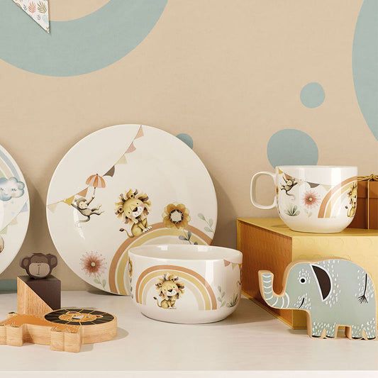 Villeroy & Boch Roar Like A Lion Kinderservies 3-Delig – Kinderservies Van Villeroy-Boch In Wit, Grijs Premium Porselein