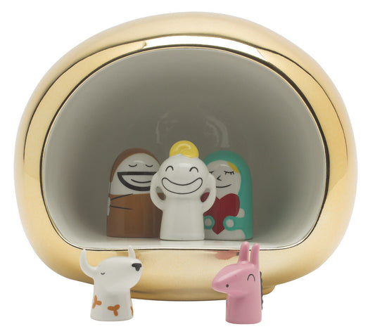 Alessi Presepe Kerststal Porselein Goud