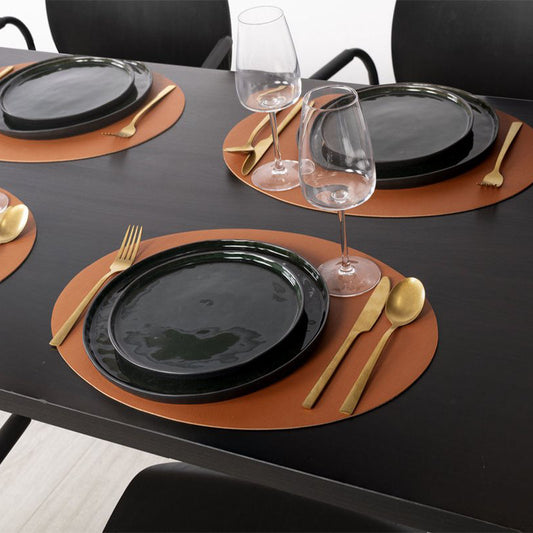 Mesapiu Lederlook Placemats Ovaal Caramel 6 Stuks