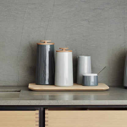 Stelton Emma Voorraadbus Lichtgrijs 300 Gram – Voorraadbus Van Stelton In Rvs-Mat Aardewerk