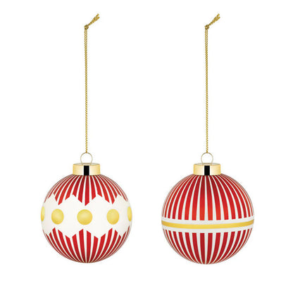 Alessi Delight Kerstballenset 1 2 Stuks – Kerstdecoratie Van Alessi In Beige, Rood 