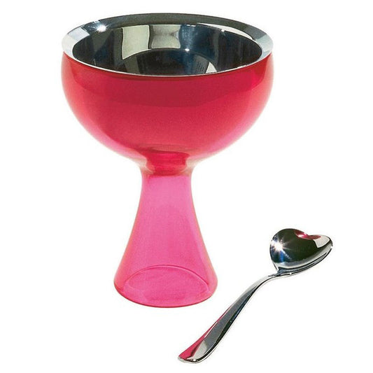 Alessi Big Love Ijscoupe Inclusief Lepel Roze – Ijscoupe Van Alessi In Beige Kunststof, Roestvrij Staal