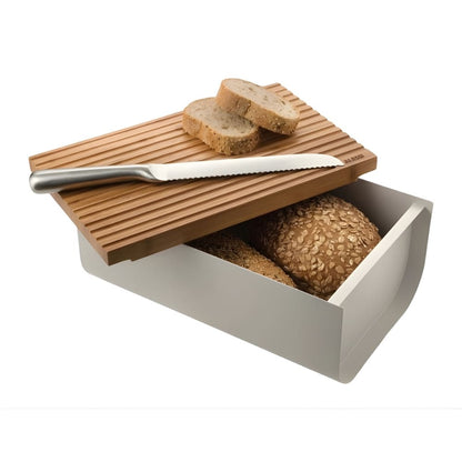 Alessi Mattina Broodbox met Bamboo Snijplank Lichtgrijs