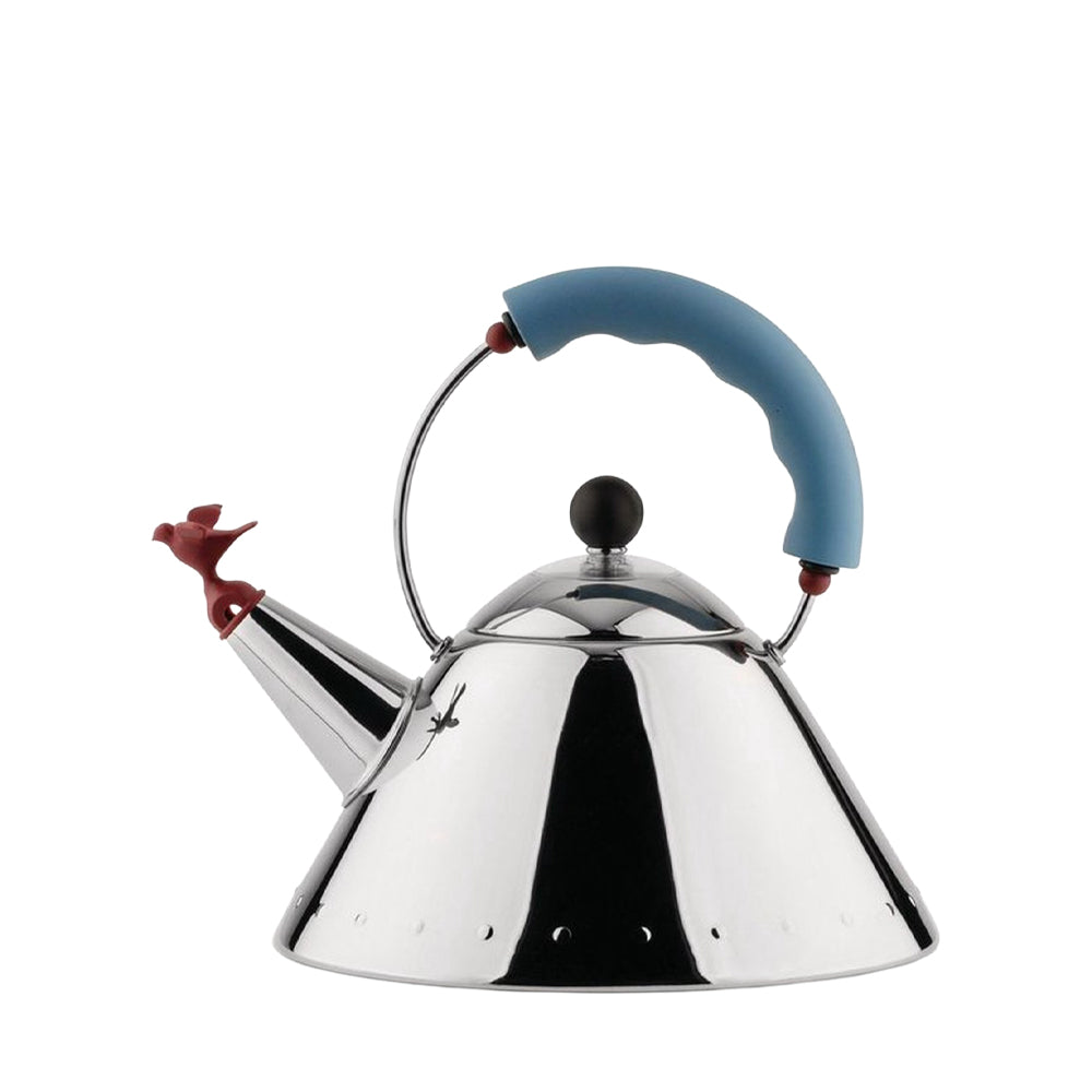 Alessi Michael Graves Wasserkocher mit Pfeife, 2 Liter, Blau