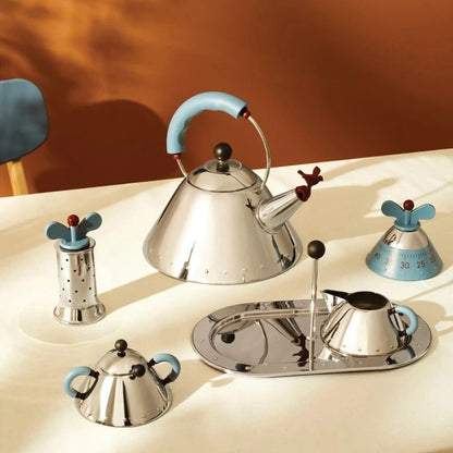 Alessi Michael Graves Wasserkocher mit Pfeife, 2 Liter, Blau