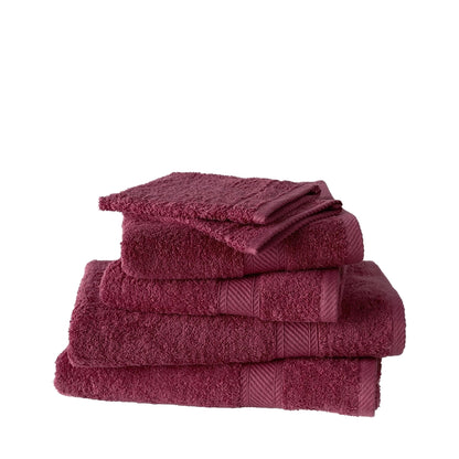 Das weiße Lietaer Helene Badezimmer-Tuchset in Rübenrot, 6-teilig