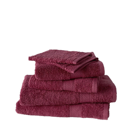 Das weiße Lietaer Helene Badezimmer-Tuchset in Rübenrot, 6-teilig