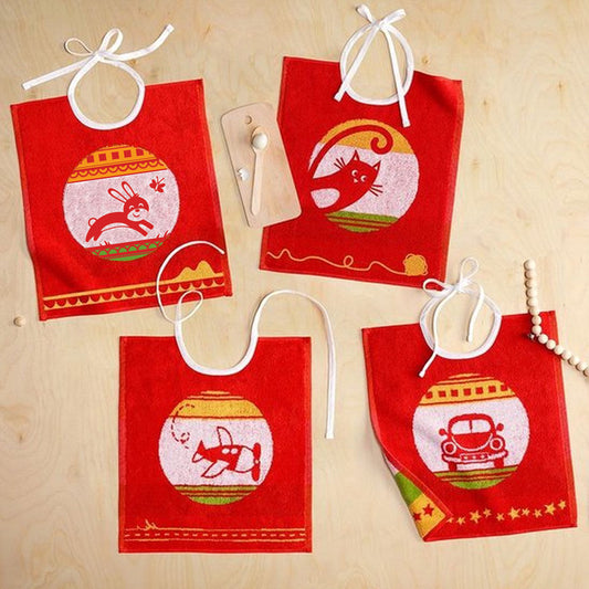 De Witte Lietaer Slabbetjes Set Rood 4 Stuks