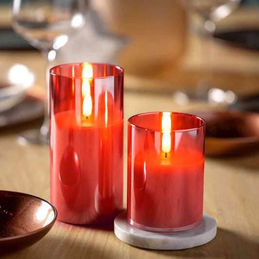 Leonardo Autentico Kaarslamp Met Ledverlichting Rood 15 cm